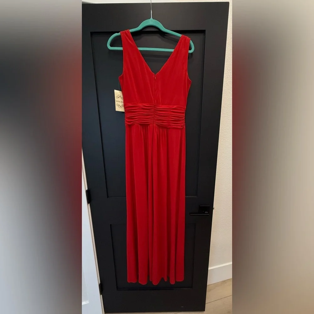 NWT Sangria Vibrant Red Dress Gown Sleeveless Size 10 - Picture 5 of 9